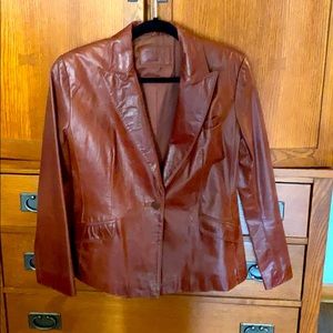 Women’s burgundy leather coat